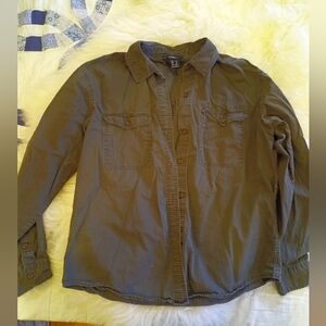 Forever 21 100% Cotton Olive Utility Shirt